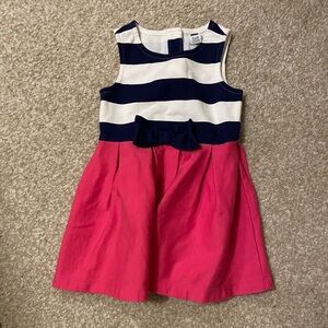 Janie and Jack navy pink and white dress